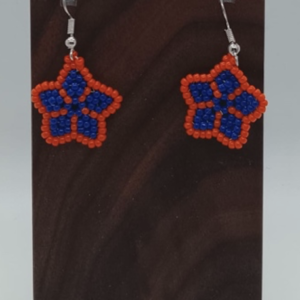 Small Star Beaded Earrings (Outer Orange, Inner Blue)