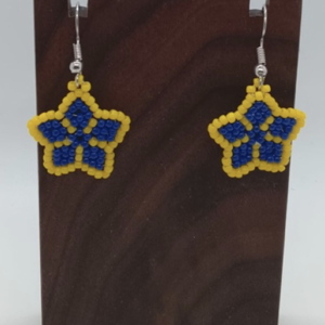 Small Star Beaded Earrings (Outer yellow, Inner blue)