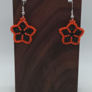 Small Star Beaded Earrings (Outer orange, Inner black)