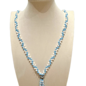Light Blue and White Beaded Necklace (36cm)