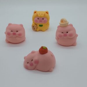 6 Cute Pig Figurines