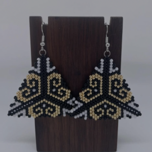 Beaded triangle jewelry (gold, white and black)
