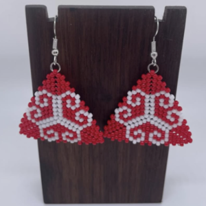 Triangle earrings (red and white)