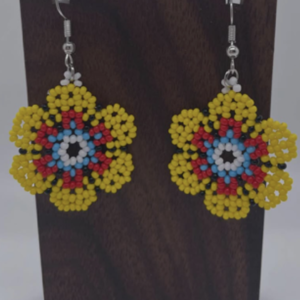 Flower earrings (yellow, red, blue and white)