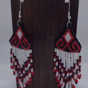 Black and red motif with a touch of white earrings
