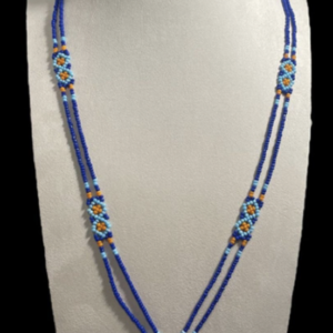 Blue and orange vinusak necklace