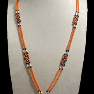 Orange, white and black vinusak necklace