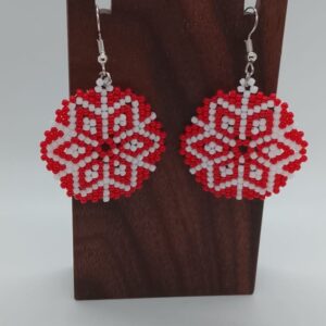 White snowflake on a red backdrop