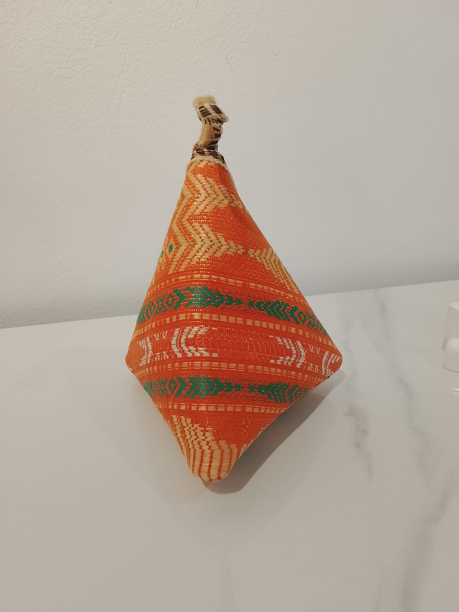 Triangle songket pouch (orange) - Image 3
