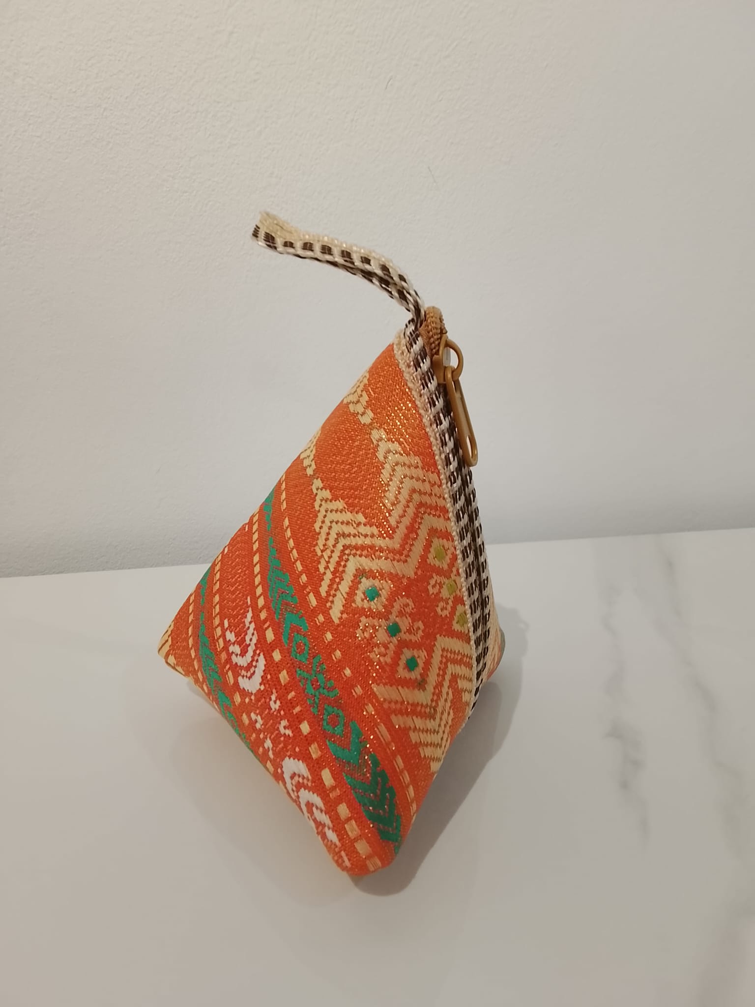 Triangle songket pouch (orange) - Image 2