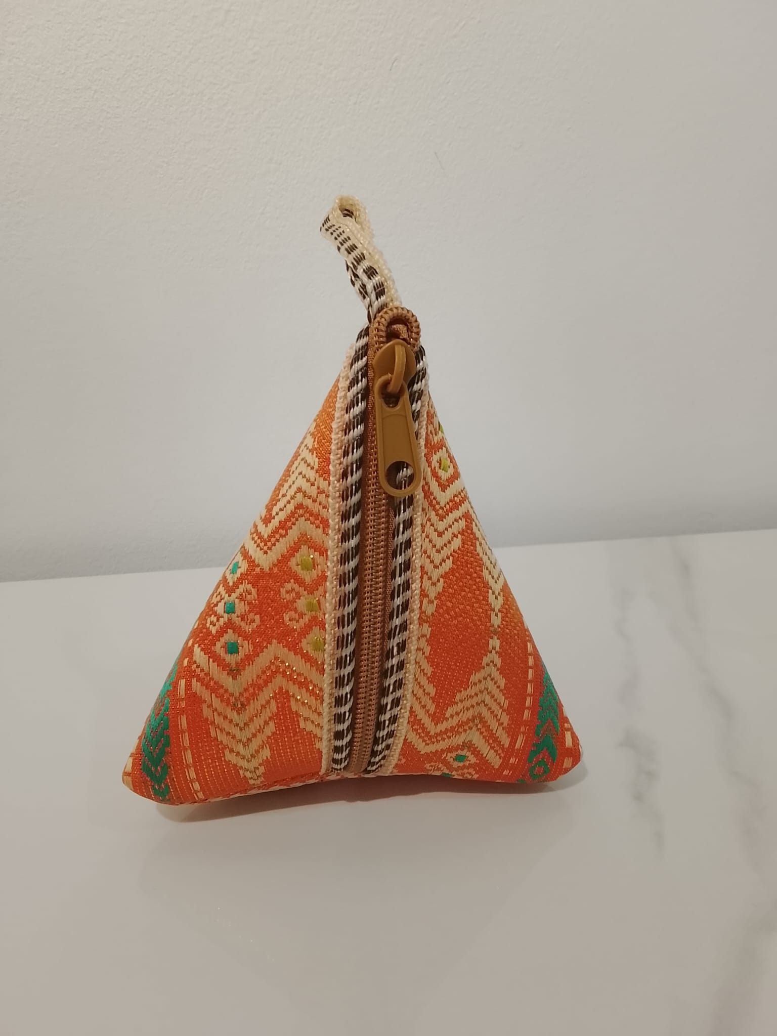 Triangle songket pouch (orange)