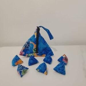 Blue batik with 7 batu seremban! (Malaysian's Tabas - Spanish/Jacks - English)