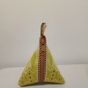 Triangle songket pouch (green)