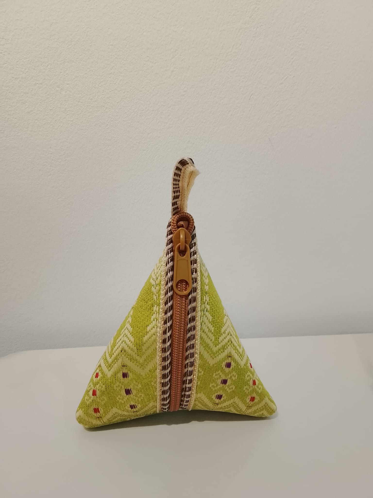 Triangle songket pouch (green)