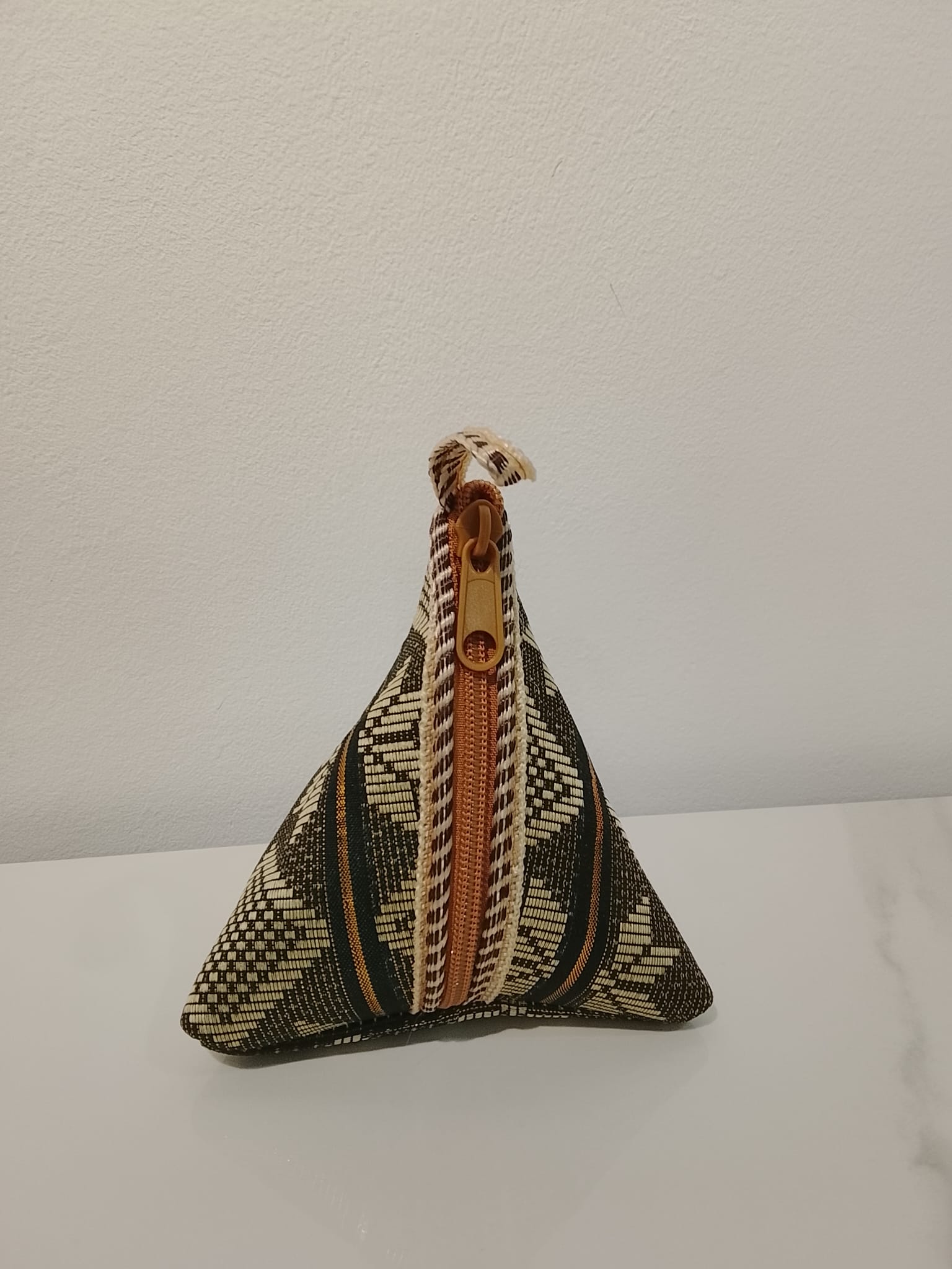 Triangle songket pouch (grey)