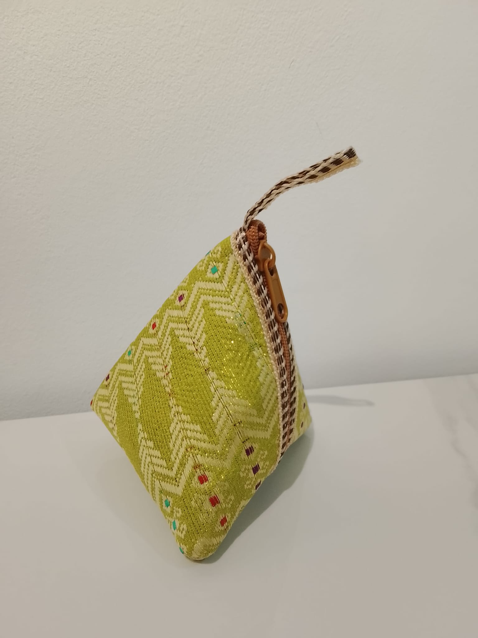 Triangle songket pouch (green) - Image 2