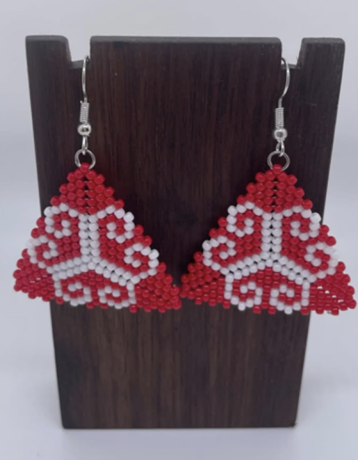 Triangle earrings (red and white)