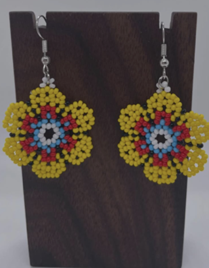 Flower earrings (yellow, red, blue and white)