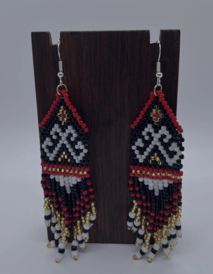 The red, black, white and gold earrings when it matters