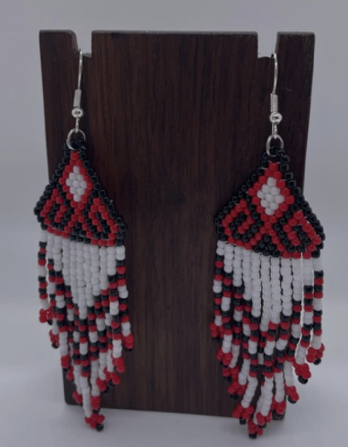 Black and red motif with a touch of white earrings