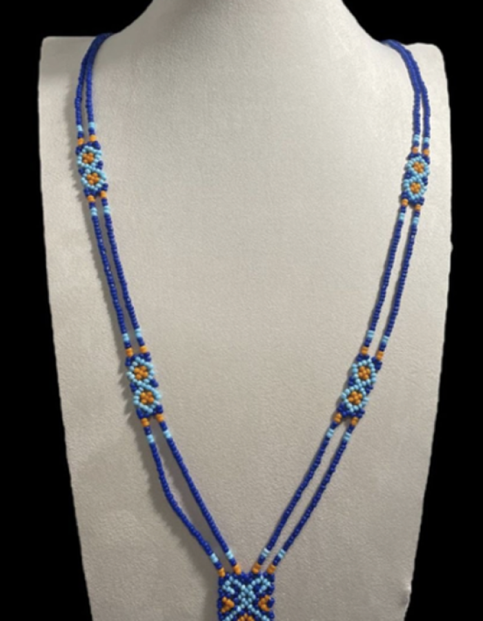 Blue and orange vinusak necklace