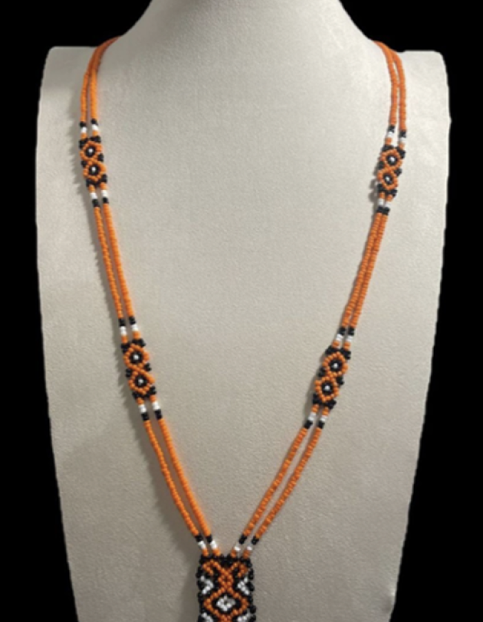 Orange, white and black vinusak necklace