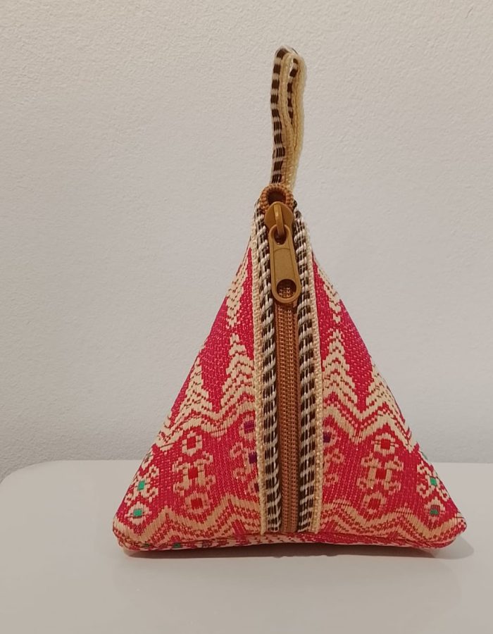 Triangle songket pouch (pink)