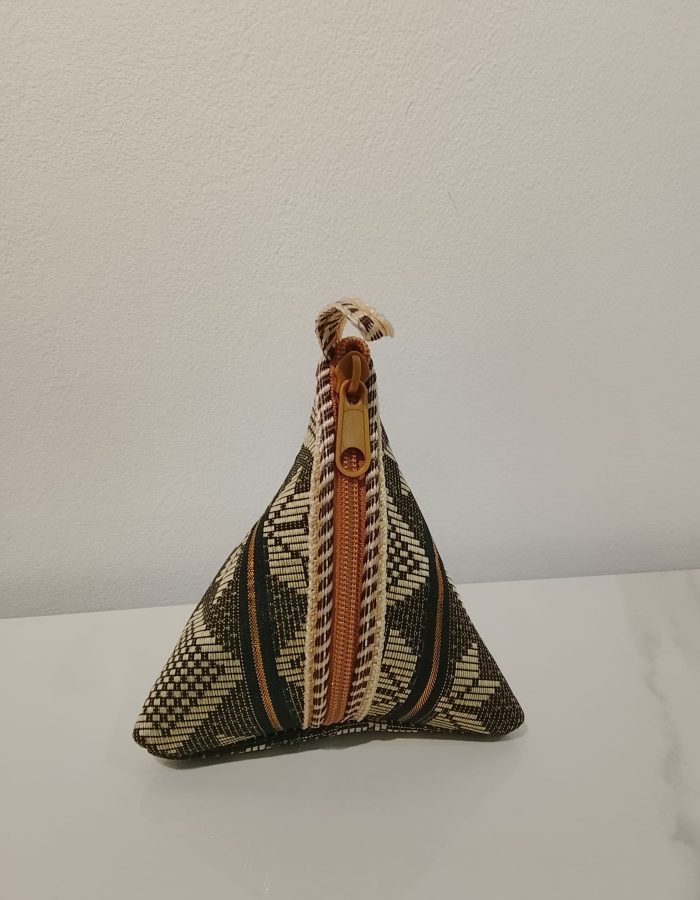Triangle songket pouch (grey)